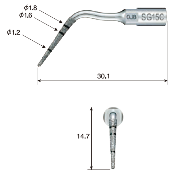 28 NSK Variosurg Tips – Implant Prep – SG15C